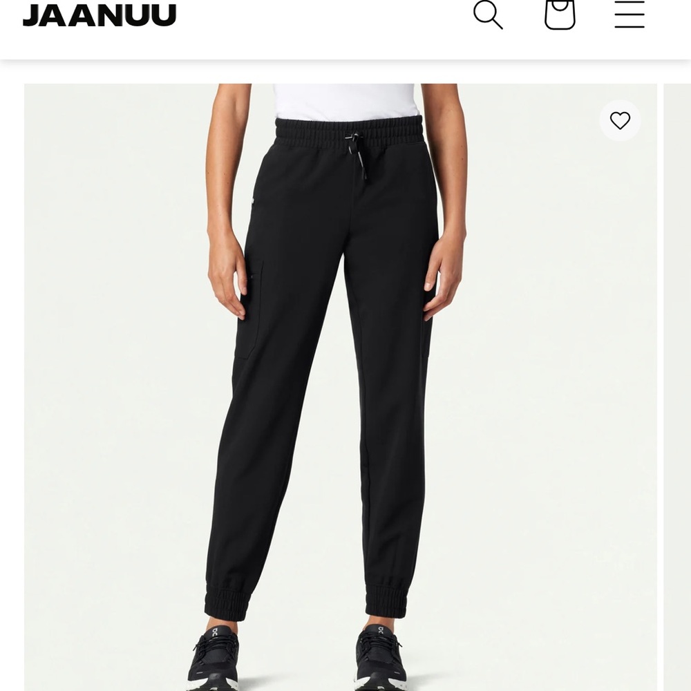 Black JAANUU Jogger Scrub Pants with 5 Pockets